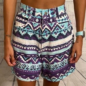 Vintage printed Denim jean shorts